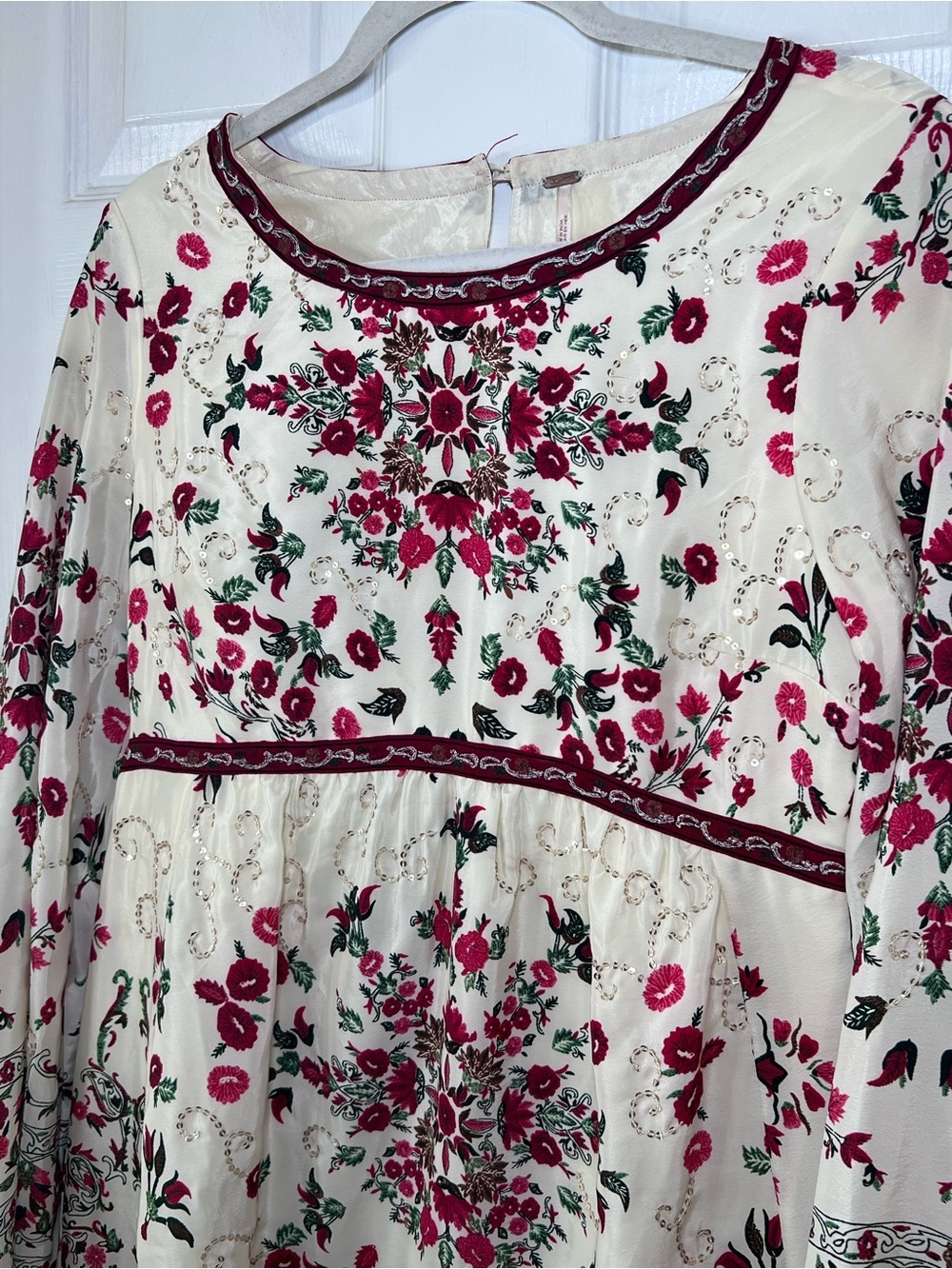 Free People Russian Doll Sparkly Bohemian Mini Dress Size 8 - Picture 3 of 15